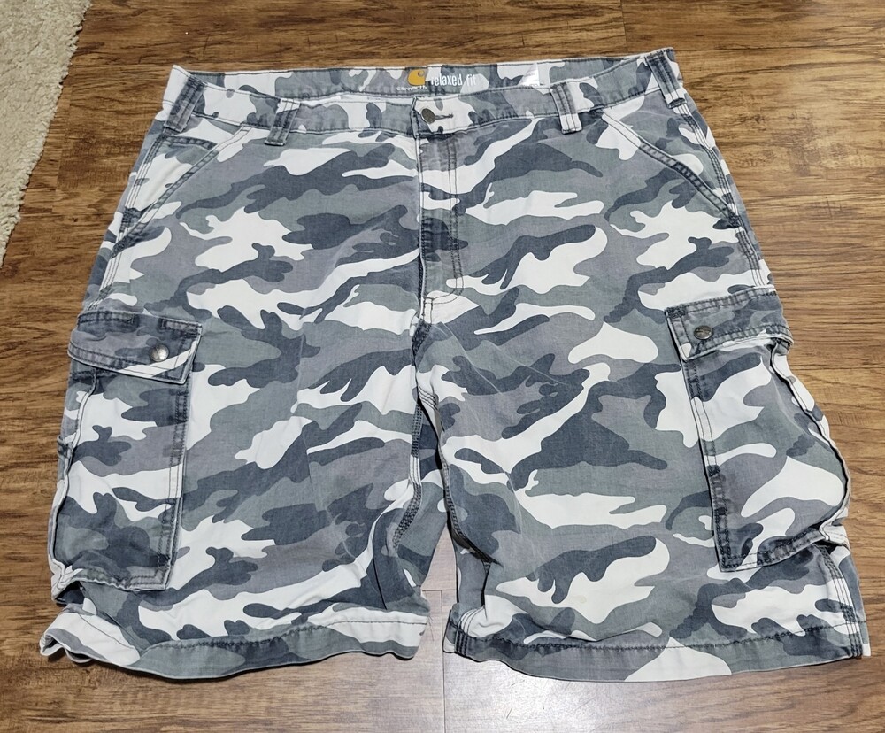 Carhartt Gray Camo Cargo Shorts Relaxed Fit Bottoms Men’s Size 42 100279-071 - Picture 4 of 12